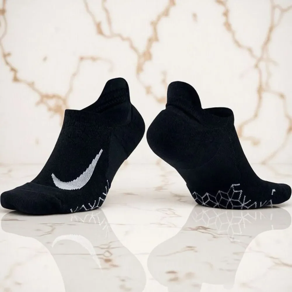 1 Pair Nike Dry Elite Cushioned No-Show Black Running Socks M: 6-7.5 | W: 7.5-9